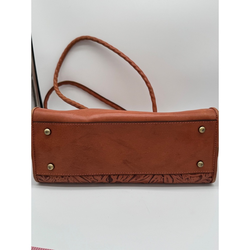 Patricia Nash Paris Satchel Tan Tooled Leather Floral Embossed Shoulder Bag - Picture 4 of 16